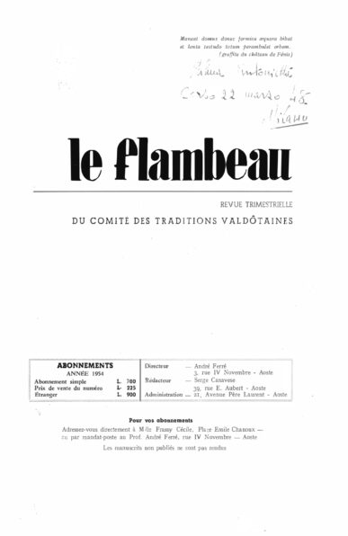 1954 – Numéro 1 – 21 marzo
